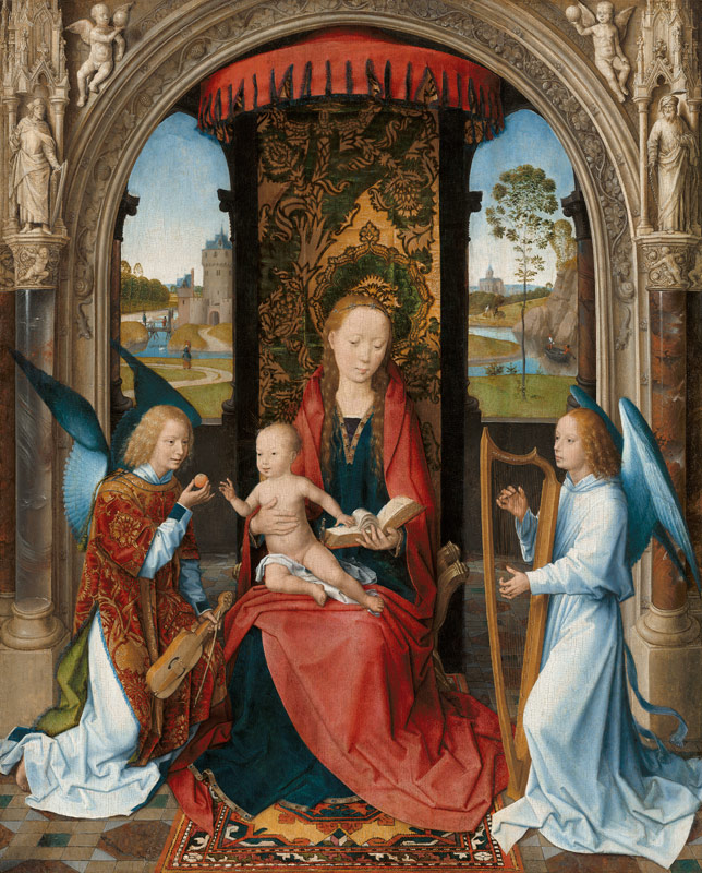 Madonna and Child with two Angels de Hans Memling