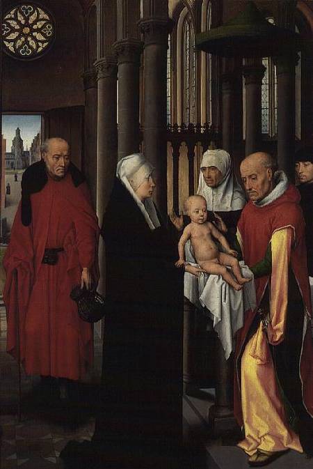 Adoration of the Magi: Right wing of triptych, depicting the Presentation in the Temple de Hans Memling