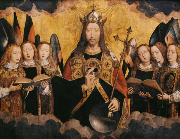 Christ Blessing, central panel from a triptych from the Church of Santa Maria la Real, Najera de Hans Memling
