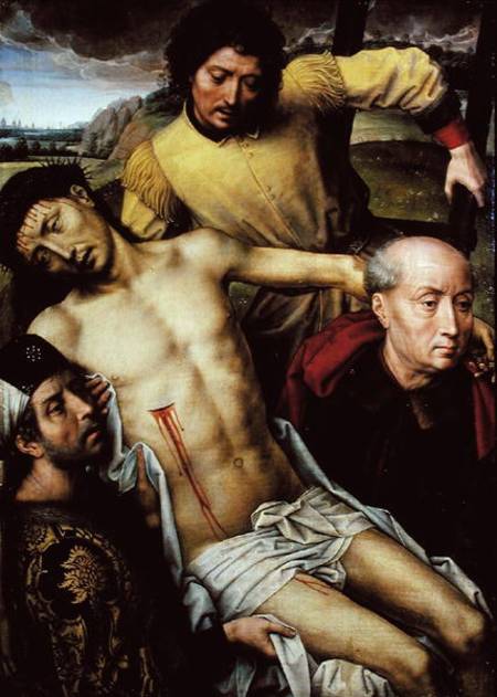 Descent from the Cross, left hand panel from the Deposition Diptych de Hans Memling