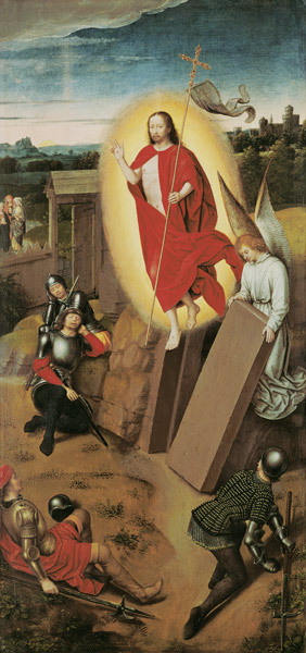The resurrection Christi. ReTafel of a house winge de Hans Memling