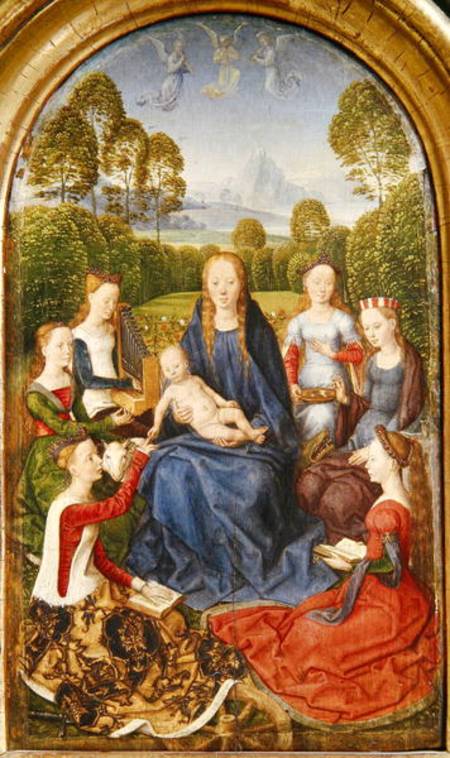 Virgin and Child with Saints, left hand panel from the Diptych of Jean du Cellier de Hans Memling