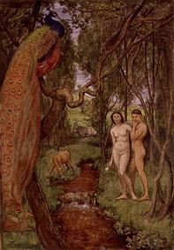 Adam and Eva in the paradise. de Hans Thoma