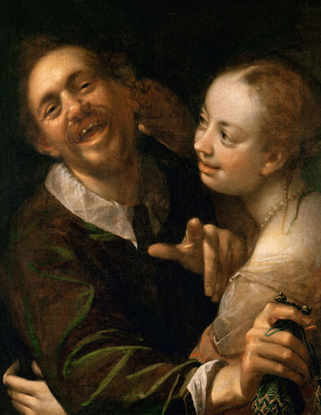 A Laughing Couple, self portrait of the artist with his wife (Scherzendes Paar) de Hans von Aachen