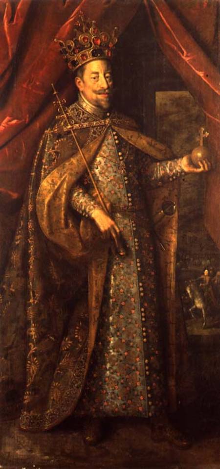 Emperor Matthias of Austria in Bohemian Coronation Robes de Hans von Aachen