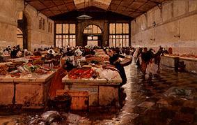 Fish market in Bologna. de Hans von Bartels