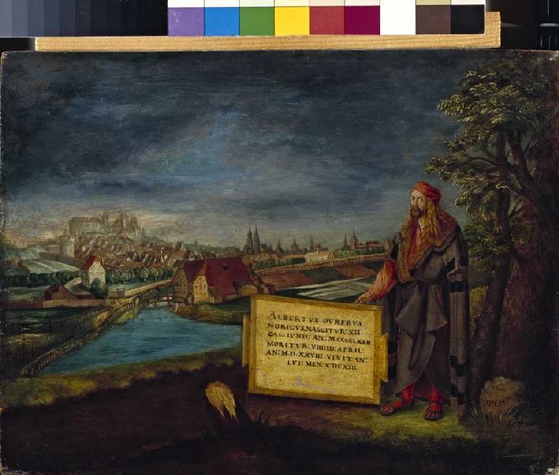 Blick auf Nürnberg mit Altbrecht Dürer im Vordergrund de Hans Sebald Lautensack