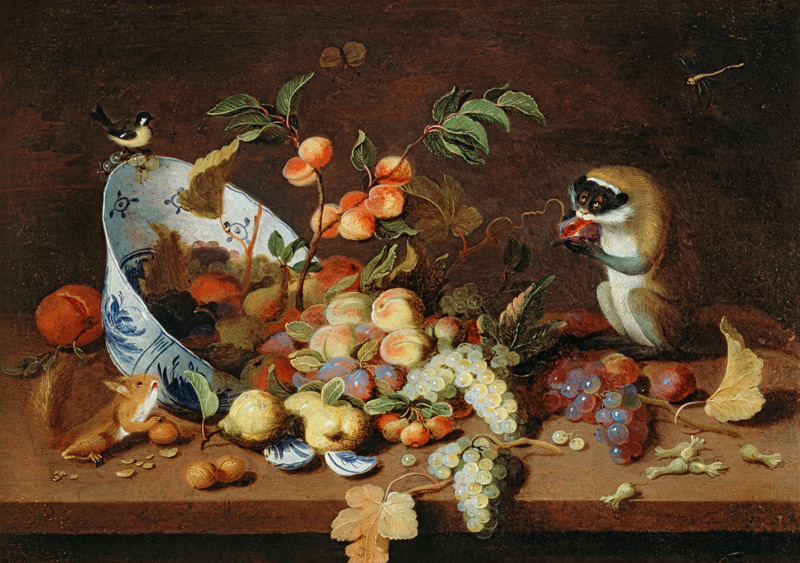 Still-life with fruit and animals de Hans van Essen