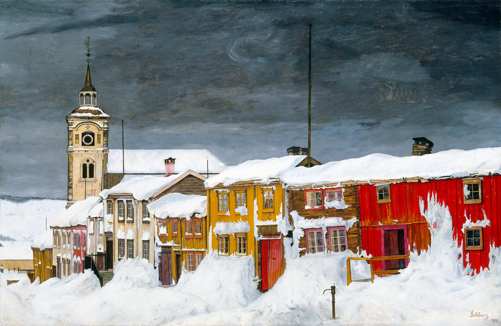 Street in Røros in Winter de Harald Sohlberg