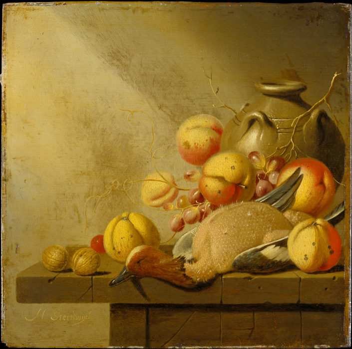 Still Life with Fruit and Plucked Duck de Harmen van Steenwyck