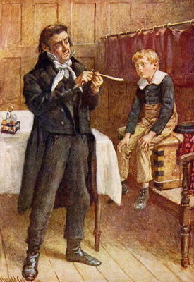 Mr Wackford Squeers and the New Pupil, illustration for 'Character Sketches from Dickens' compiled b de Harold Copping