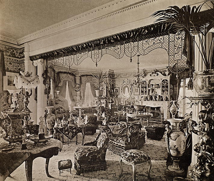 The Drawing Room, Wickham Hall, Kent, 1897 (b/w photo)  de Harold Palmer