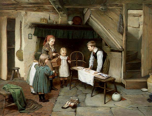 A Visit to the Sweet Shop (oil on canvas) (see also 17194)  de Harry Brooker