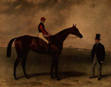 "Gladiateur" with Harry Grimshaw up and his owner, Count Frederic de Lagrange de Harry Hall