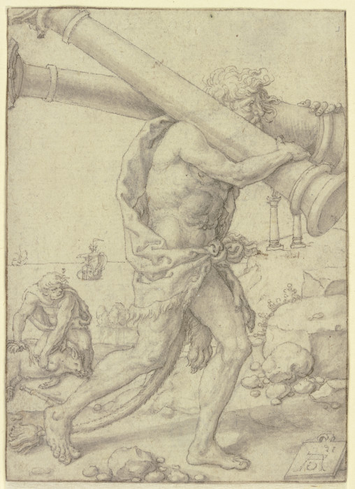 Herkules trägt die Säulen nach der Enge von Gades de Heinrich Aldegrever