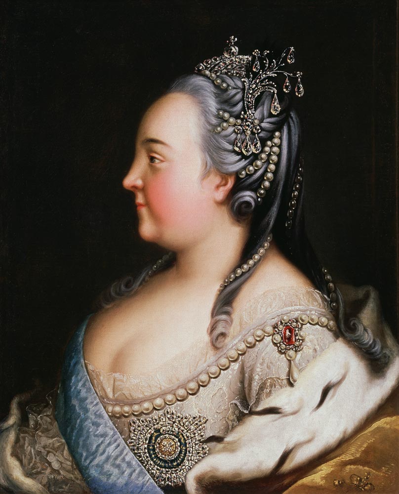 Portrait of Empress Elisabeth (1709-1762) with Pearles de Heinrich Buchholz