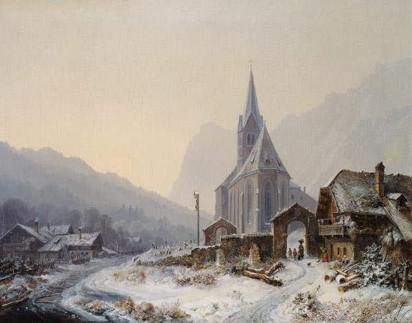 Winter in the RAM sow. de Heinrich Bürkel