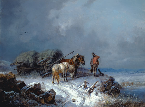 The overturned hay load de Heinrich Bürkel