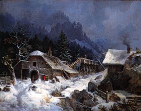 Forge in winter de Heinrich Bürkel