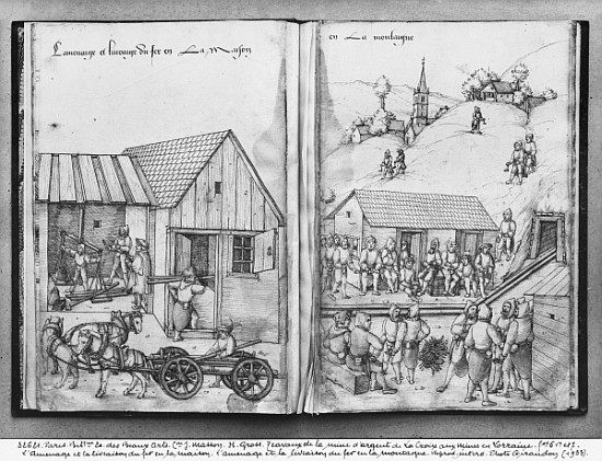 Silver mine of La Croix-aux-Mines, Lorraine, fol.6vand fol.7r, supplying and delivering iron, c.1530 de Heinrich Gross or Groff