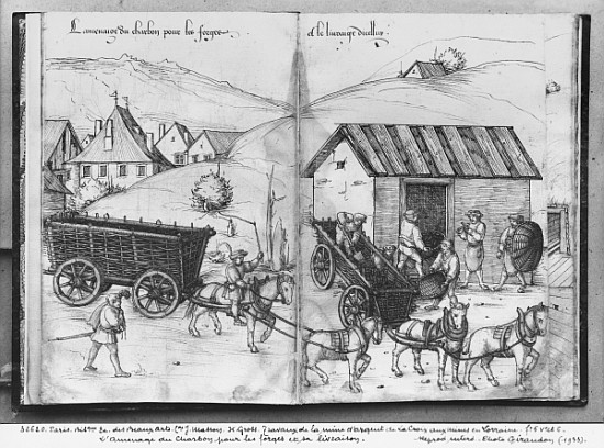 Silver mine of La Croix-aux-Mines, Lorraine, fol.5v and fol.6r, transporting and delivering coal for de Heinrich Gross or Groff