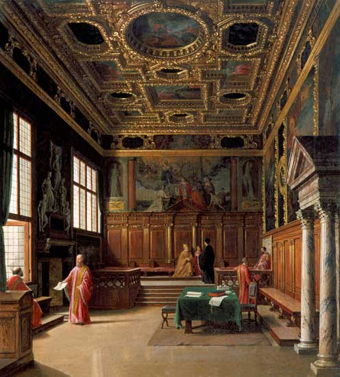 Advice hall in the doge palace to Venice de Heinrich Hansen