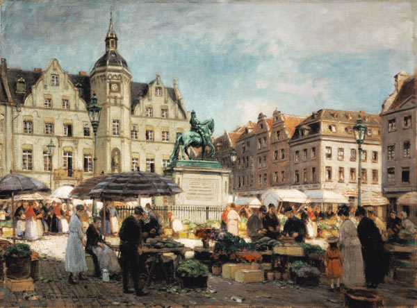 Market at the Jan Wellem in Düsseldorf de Heinrich Hermanns