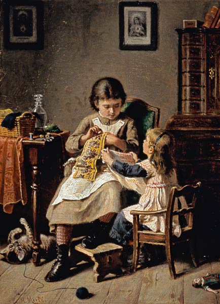 The sewing hour de Heinrich Merté