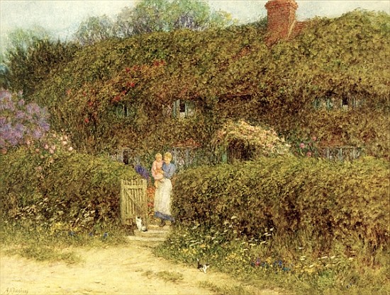 A Cottage at Freshwater, Isle of Wight de Helen Allingham