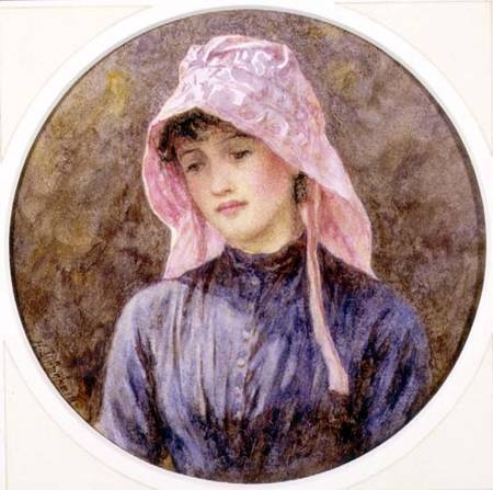 Portrait of a Girl in a Pink Bonnet de Helen Allingham