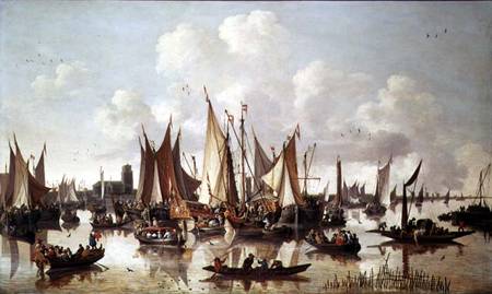 Dutch ships at Dordrecht Harbour de Hendrick de Meyer