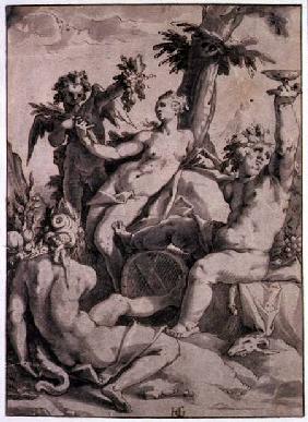 Ceres, Venus and Bacchus  & ink and grey wash on