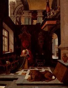 The St. Hieronymus in an interior de Hendrick Steenwijk