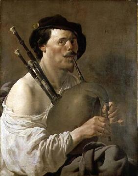 A Man Playing the Bagpipes