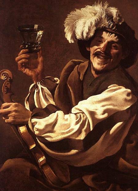 A Violin Player with a Glass of Wine de Hendrick ter Brugghen