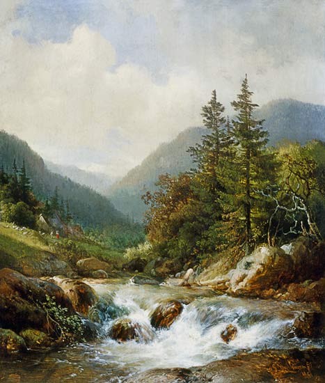 Mountain stream. de Hendrick van Sande Backhuyzen