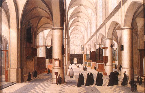 Interior de una Iglesia durante un bautizo de Hendrick van Steenwijck d. Ä.