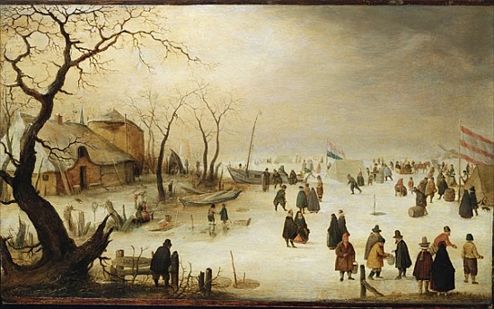 A Winter River Landscape with Figures on the Ice de Hendrik Avercamp