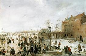A Scene on the Ice near a Town