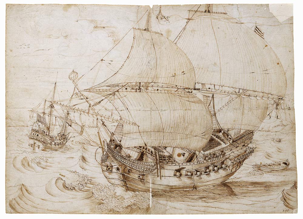 Holländisches Kriegsschiff unter vollen Segeln de Hendrik Cornelisz. Vroom