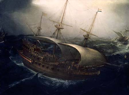 Dutch Battleship in a Storm  (detail) de Hendrik Cornelisz. Vroom