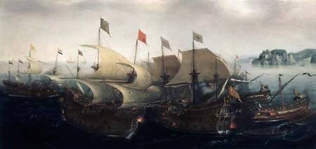 A Sea Action, possibly the Battle of Cadiz de Hendrik Cornelisz. Vroom