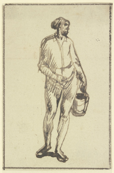 Man with a bucket de Hendrik Goudt