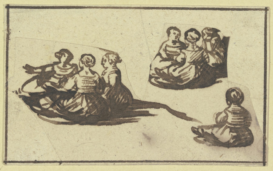 Seven sitting women de Hendrik Goudt