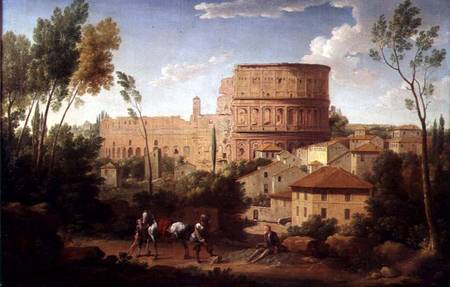 A View of the Colosseum with a Traveller de Hendrik van Lint