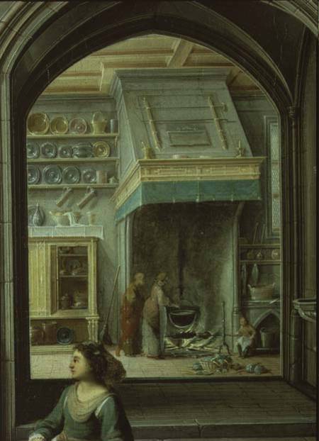 Christ in the house of Martha and Mary, detail of the kitchen de Hendrik van Steenwyk