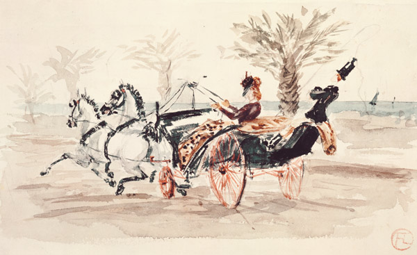 Exit in the carriage and pair de Henri de Toulouse-Lautrec