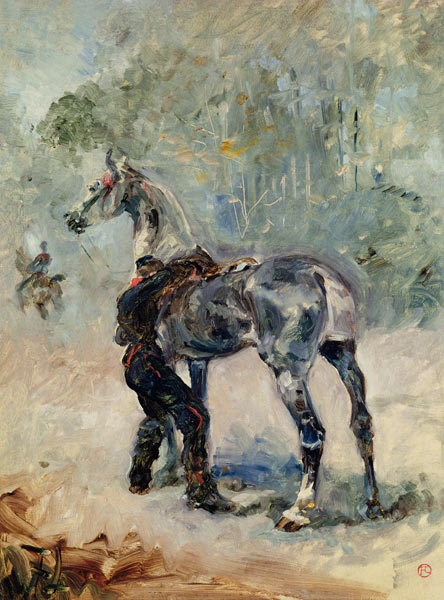 Artilleur sellant son cheval de Henri de Toulouse-Lautrec