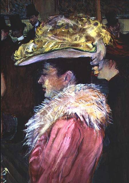 The Dance of the Moulin Rouge: detail of an elegant woman dressed in pink de Henri de Toulouse-Lautrec