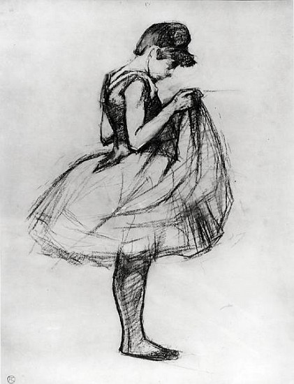 Dancer adjusting her costume and hitching up her skirt de Henri de Toulouse-Lautrec
